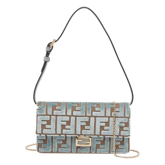 Fendi Women Velvet Ff Baguette Wallet On Chain - Picture 1 of 4
